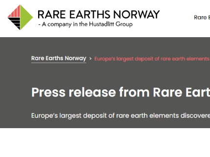挪威称发现欧洲最大稀土矿 储量高达880万吨